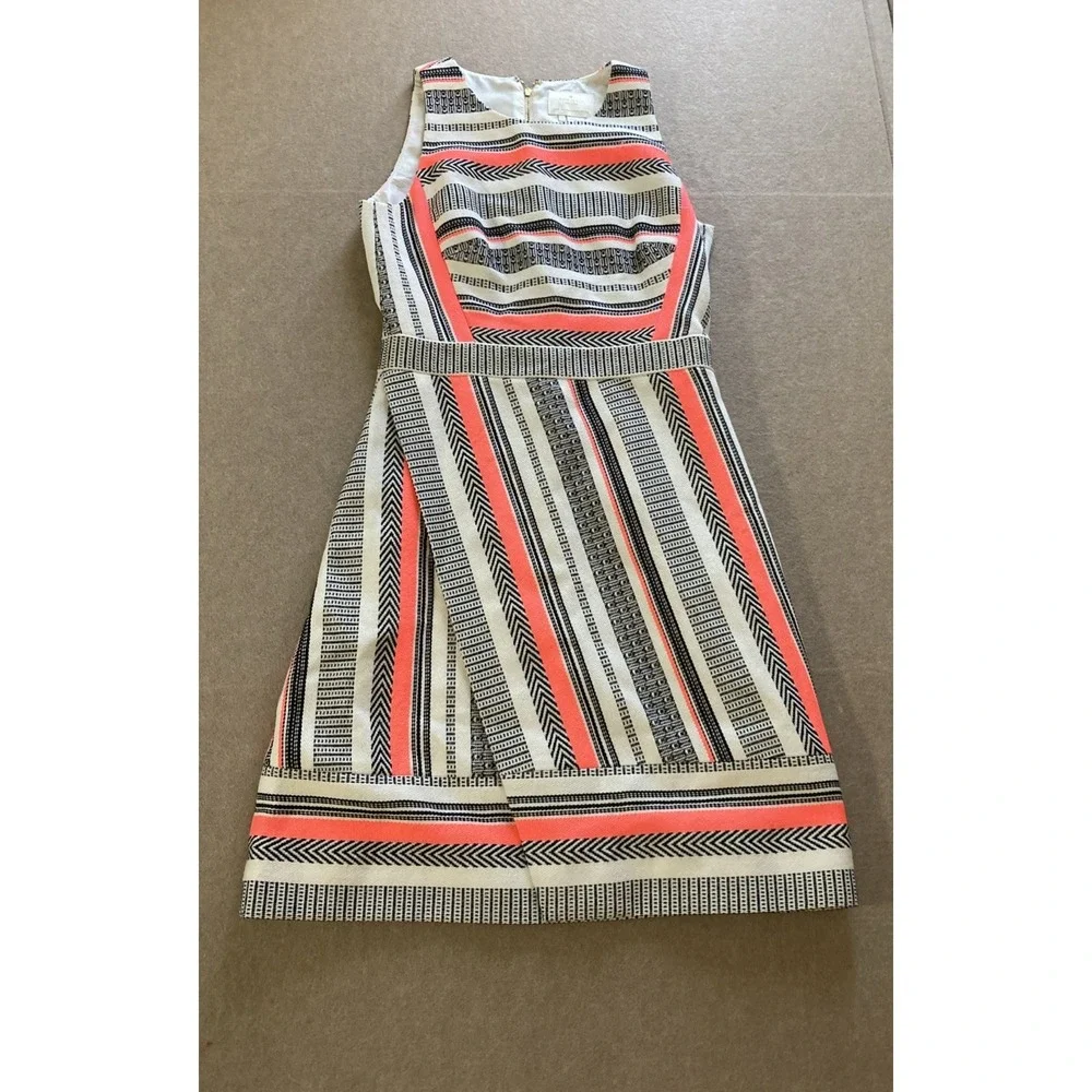 KATE Spade Flights of Fancy Ribbon Jacquard Dress Womens Sz 4 Black White Tweed